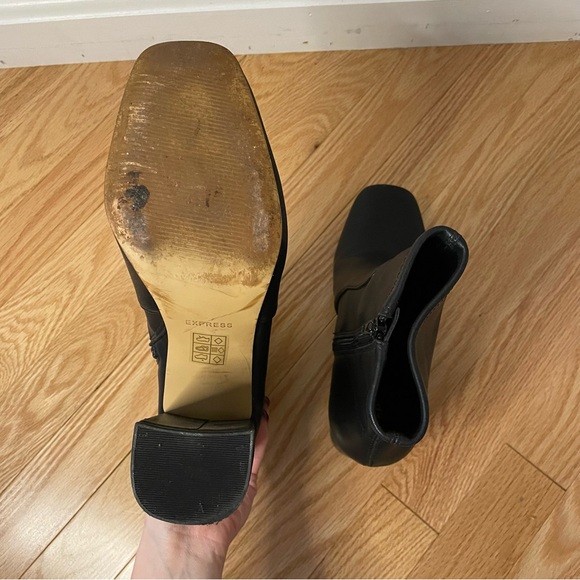 Express Faux Leather Block Heel Ankle Booties, Black, Size 7, EUC - Picture 14 of 16